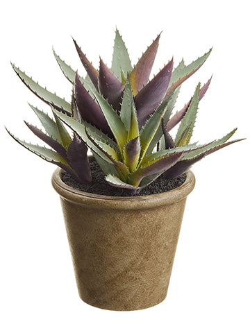 13" Soft PE Agave in Paper Mache Pot Green Purple (pack of 1)