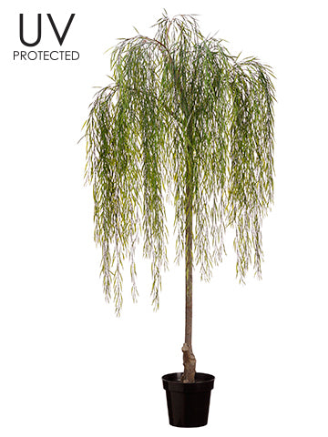 weeping willow potted plant 74" UV Protected Willow Tree in Plastic Pot Green (pack of 2) – Arcadia Silk Plantation