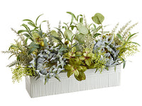 12"Hx12"Wx24"L Olive/Sunflower /Eucalyptus in Tin Planter Green (pack of 2)