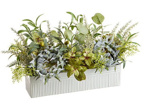 12"Hx12"Wx24"L Olive/Sunflower /Eucalyptus in Tin Planter Green (pack of 2)