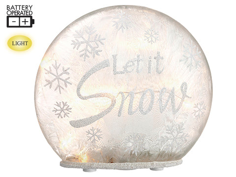7"Hx8"L Battery Operated Glass Let It Snow Table Top With Light White (pack of 4)