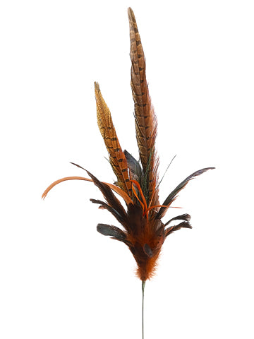 33" Pheasant Feather Spray  Orange (pack of 24)