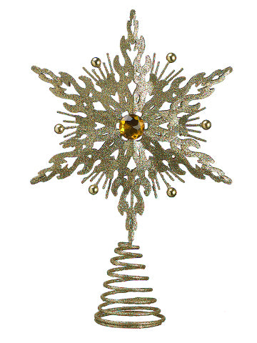 12" Glittered Snowflake Tree Topper Gold (pack of 6)