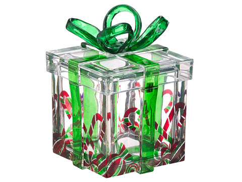 5.5"Hx4"Wx4"L Peppermint Candy/Candy Cane Gift Box Green Red (pack of 6)