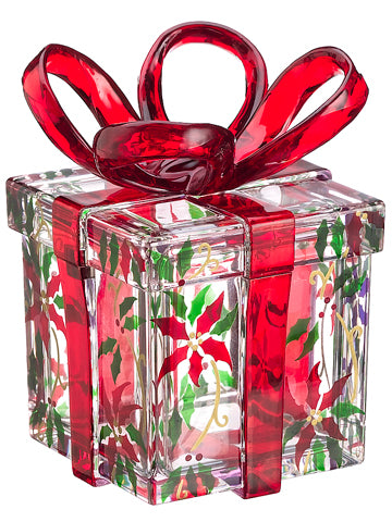 4.5"Hx3"Wx3"L Holly Pattern Gift Box Red Green (pack of 12)