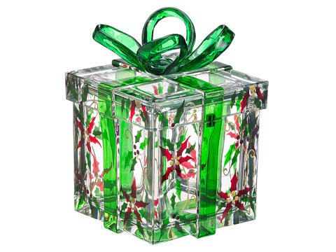 5.5"Hx4"Wx4"L Poinsettia Pattern Gift Box Green Red (pack of 6)