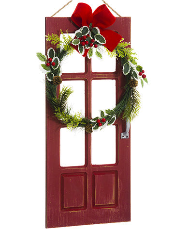 17.75" Door Wreath Wall Decor  Green Red (pack of 4)