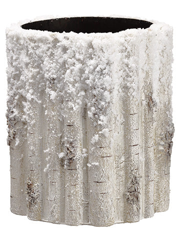 7.5"H X 9"D Snowed Faux Birch Container Whitewashed (pack of 4)