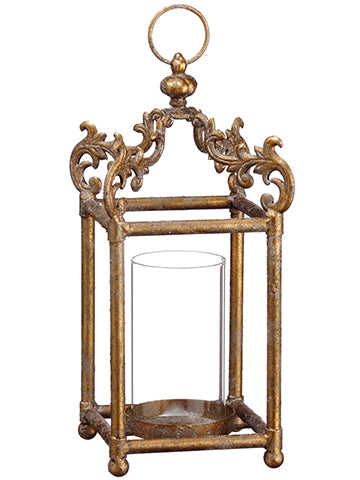 15" Metal Candleholder  Antique Gold (pack of 2)