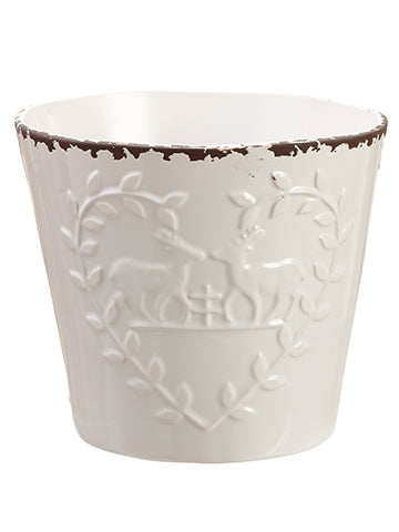 6.25"Hx7.25"D Reindeer Ceramic Vase Antique White (pack of 2)