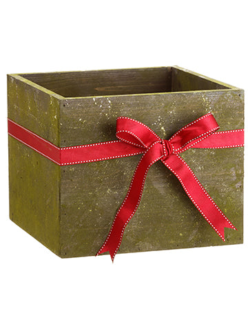 9"Hx11"Wx11"L Wood Box  Green (pack of 4)