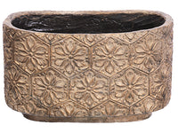 8.25"Hx7.25"Wx13.5"L Fiberglass Cement Pot Antique Gold (pack of 1)