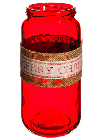 7.5"Hx3.5"D Glass Vase  Red (pack of 6)