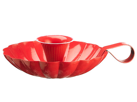2.25"Hx8.5"D Tin Candleholder  Red (pack of 6)