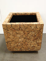 24"Hx24.5"Wx24.5"L Wood Mosaic Container Brown (pack of 1)