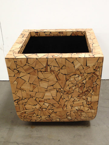 24"Hx24.5"Wx24.5"L Wood Mosaic Container Brown (pack of 1)