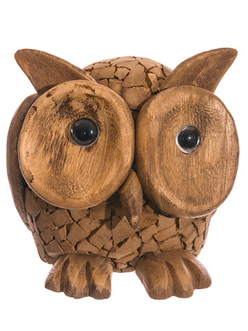 5.5" Drift Wood Chips Owl  Brown (pack of 4)