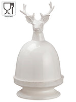 10.5"Hx6"D Reindeer Ceramic Plate Cream (pack of 2)