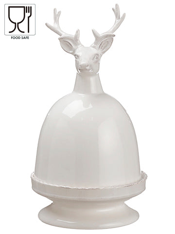 10.5"Hx6"D Reindeer Ceramic Plate Cream (pack of 2)