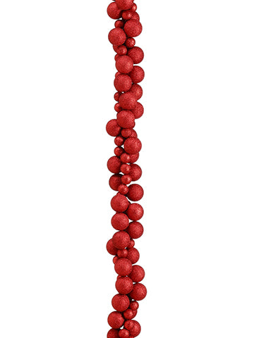6' Glittered Ball Garland  Red (pack of 2)