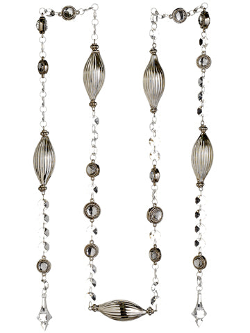 67" Rhinestone Bead/Glass Finial Garland Clear Silver (pack of 4)