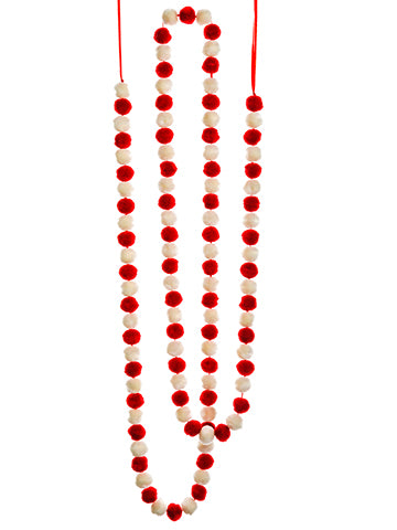 85" Pom Pom Garland  Red White (pack of 12)