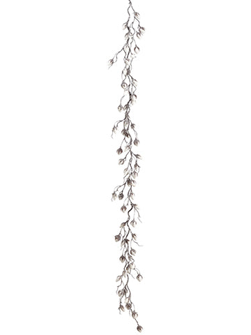 67" Glittered Faux Cotton Ball Garland Glittered White (pack of 4)