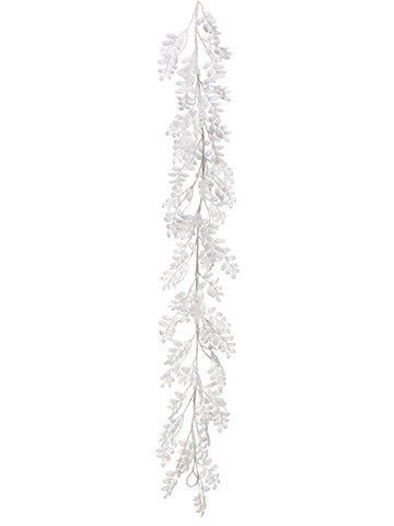 6' Snowed Leaf Garland  White (pack of 6)
