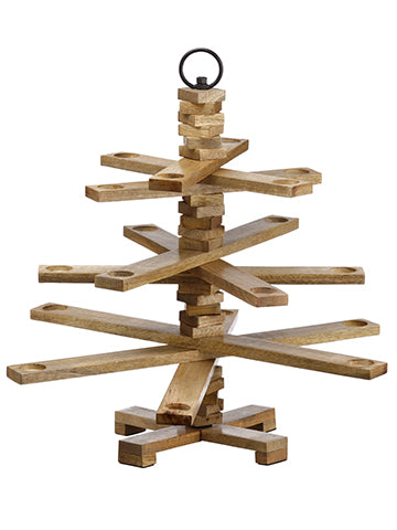 23" Wood Candleholder Tree  Natural (pack of 1)