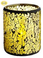 4"Hx3"D Crackle Glass Faux Candle w/Light (battery Operated) Gold (pack of 4)