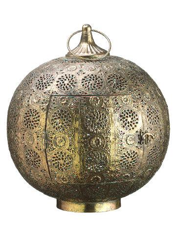 14.75"Hx12.5"D Metal Lantern with Glass Candleholder Gold (pack of 2)