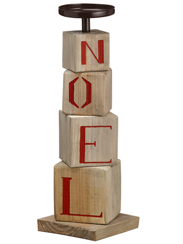 14.5" Noel Candleholder  Brown Red (pack of 4)