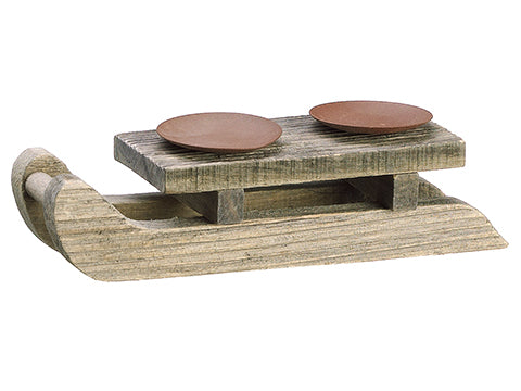 3"Hx9.7"L Sleigh Candleholder x2 Brown Rust (pack of 3)