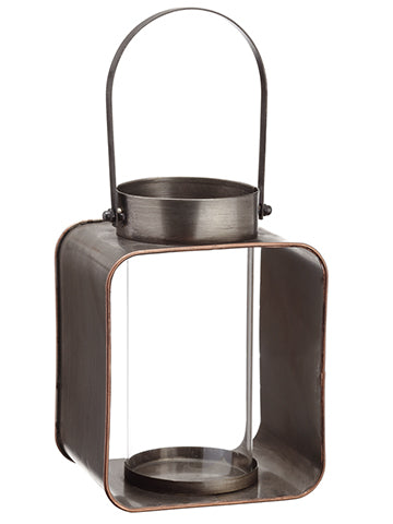 7"Hx5.5"Wx7"L Metal Lantern With Glass Antique Gold (pack of 2)