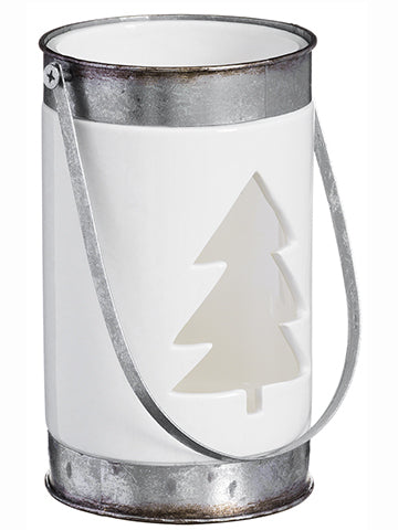 8.5"Hx5"D Christmas Tree Candleholder White Silver (pack of 6)