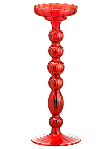 11" Glass Candleholder  Red (pack of 6)