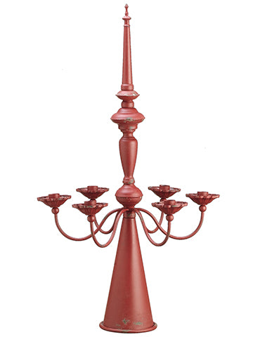 29.5" Metal Candleholder  Antique Red (pack of 1)
