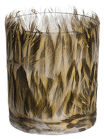 4"Hx3"D Feather Glass Candleholder Brown (pack of 12)