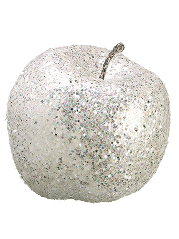 5" Glittered Apple  White (pack of 6)