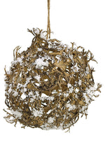 7" Snowed Twig Orb Ornament  Brown Snow (pack of 4)