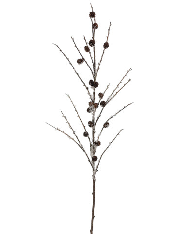 48" Snowed Pine Cone Spray  Tan Brown (pack of 12)