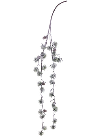 42" Snowed Hanging Pine Spray with Cone Green Snow (pack of 12)