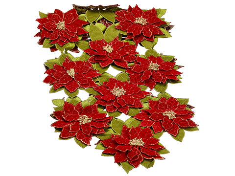 14"Wx72"L Poinsettia Table Runner Red Green (pack of 4)