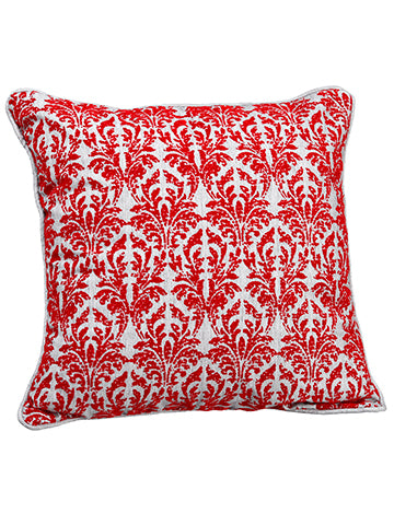 16"Wx16"L Damask Flocked Pillow Red Gray (pack of 4)