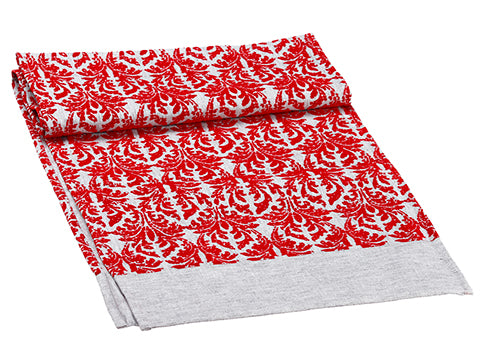 14"Wx72"L Damask Flocked Table Runner Red Gray (pack of 6)