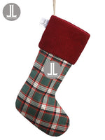 22" Knit/Plaid Stocking  Red Green (pack of 6)