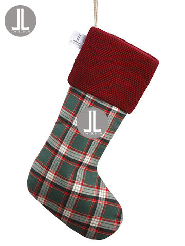 22" Knit/Plaid Stocking  Red Green (pack of 6)