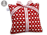 16"Wx16"L Merry Christmas Polka Dot Pillow Red White (pack of 6)