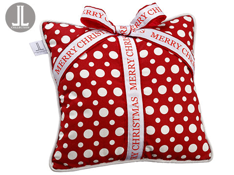16"Wx16"L Merry Christmas Polka Dot Pillow Red White (pack of 6)