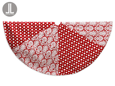 54" Merry Christmas Polka Dot/Damask Tree Skirt Red White (pack of 2)